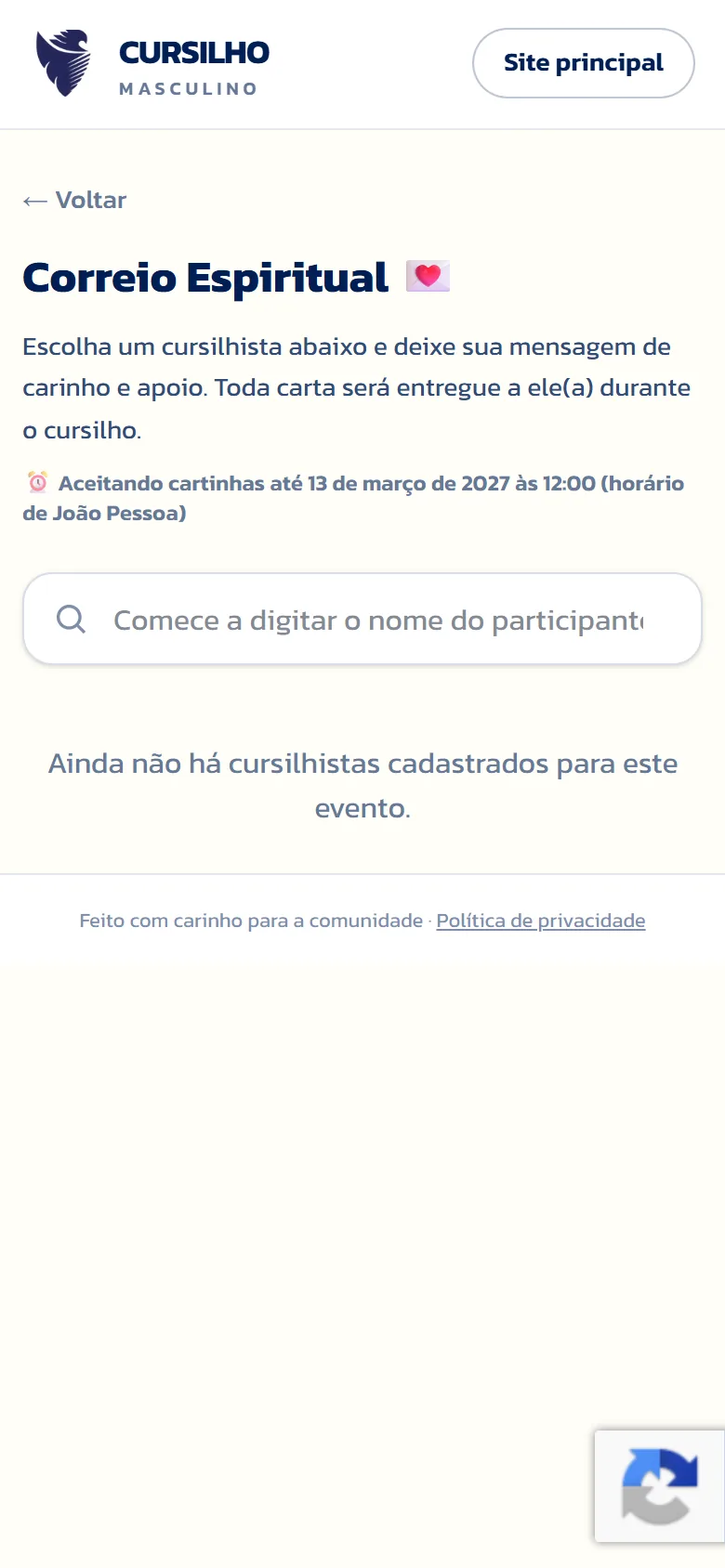 Correio espiritual no celular